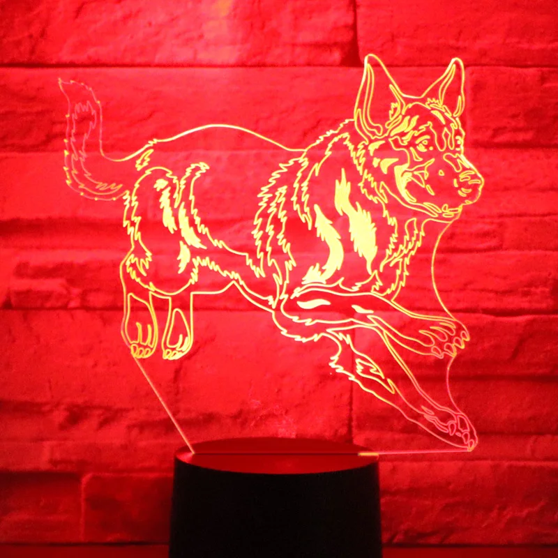 3D LED ночник немецкая овчарка собака с 7 видов цветов лампа для украшения дома