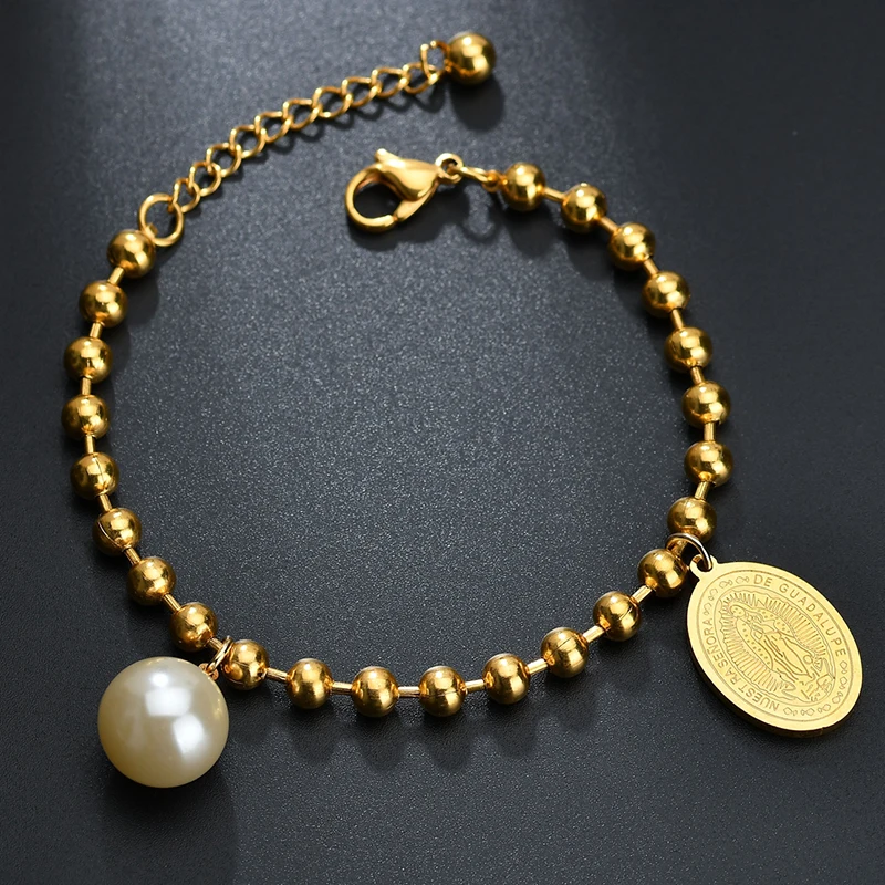 Высококачественные христианские браслеты с искусственным жемчугом и подвеской