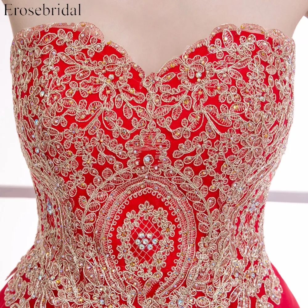 Платье для выпускного бала красное шифоновое с золотой аппликацией|prom dresses|short prom