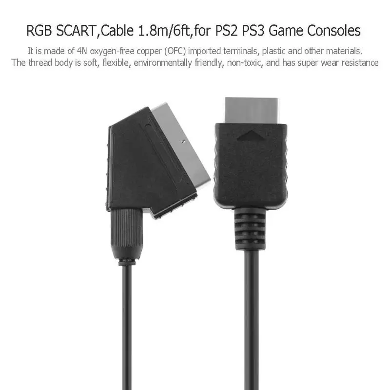1 8 м/6 футов RGB SCART игровой кабель TV AV для Sony Playstation PS2 PS3 игровые консоли PS2/PS3 Scart head с