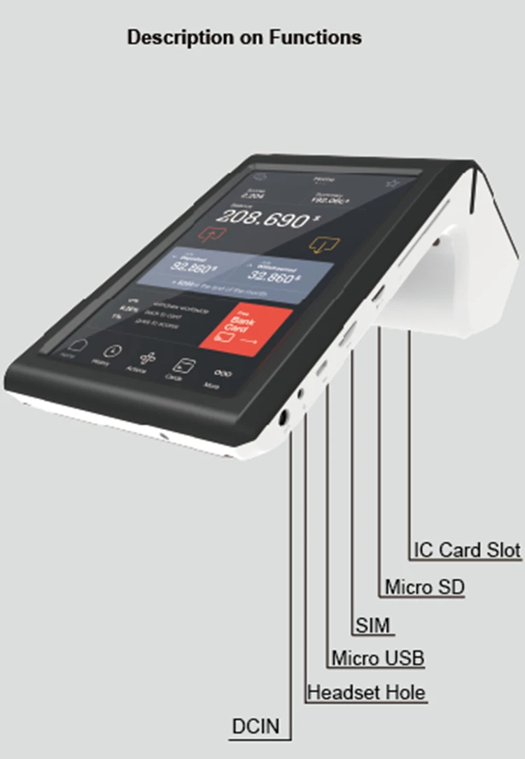 Ручной Android 7-дюймовый планшет pos-терминал для оплаты с чипом-ридером/принтером