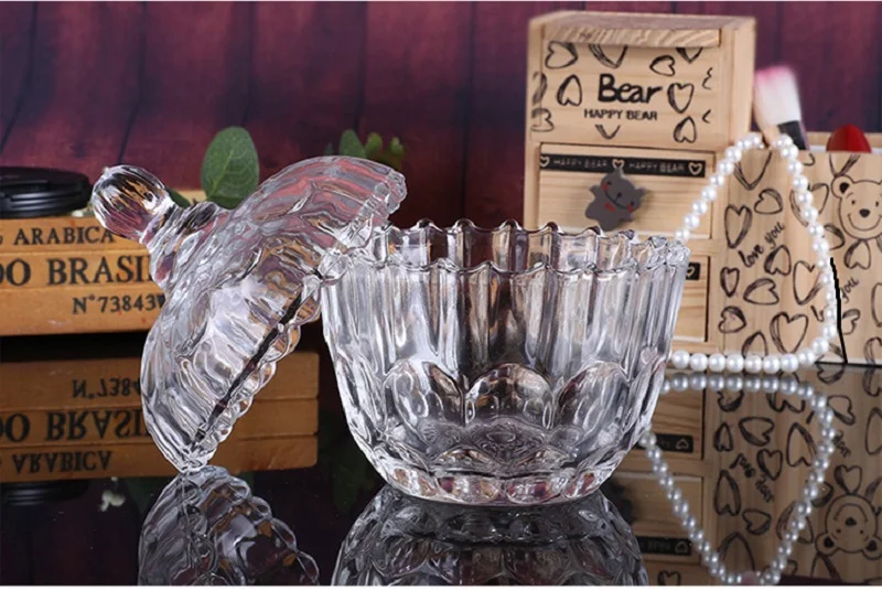European Crystal Glass with Lid Candy Jar Wedding Glass Container Creative Storage Tank Amber Glass Crystal Jar Home Decorative
