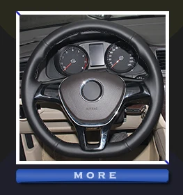 Черный кожаный руль автомобиля Обложка для Volkswagen VW Golf 7 Mk7 новые поло Jetta Passat B8 Tiguan Sharan Touran до