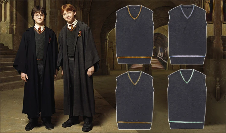 Свитер для взрослых Gryffindor свитер с v-образным вырезом приталенное пальто Черная универсальная повседневная одежда для косплея костюмы Харрис костюм