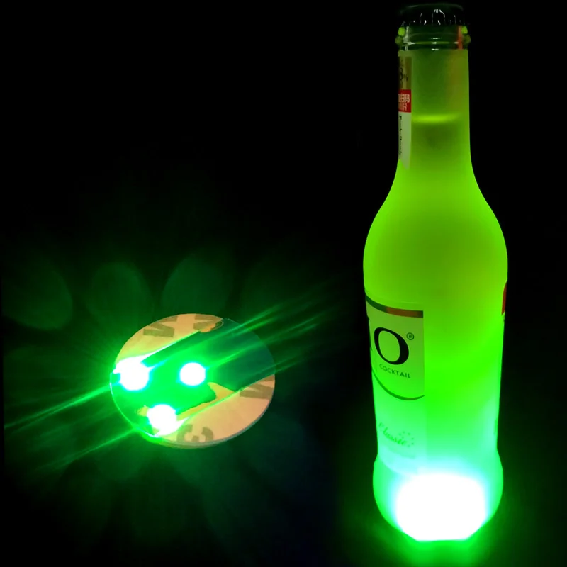 Green Light 10 шт./лот светодиодная наклейка для бутылок Coaster ультра тонкая лампа для бутылки вина для рождественских вечерние ночных клубов свадебные украшения стола - Испускаемый цвет: Green Light