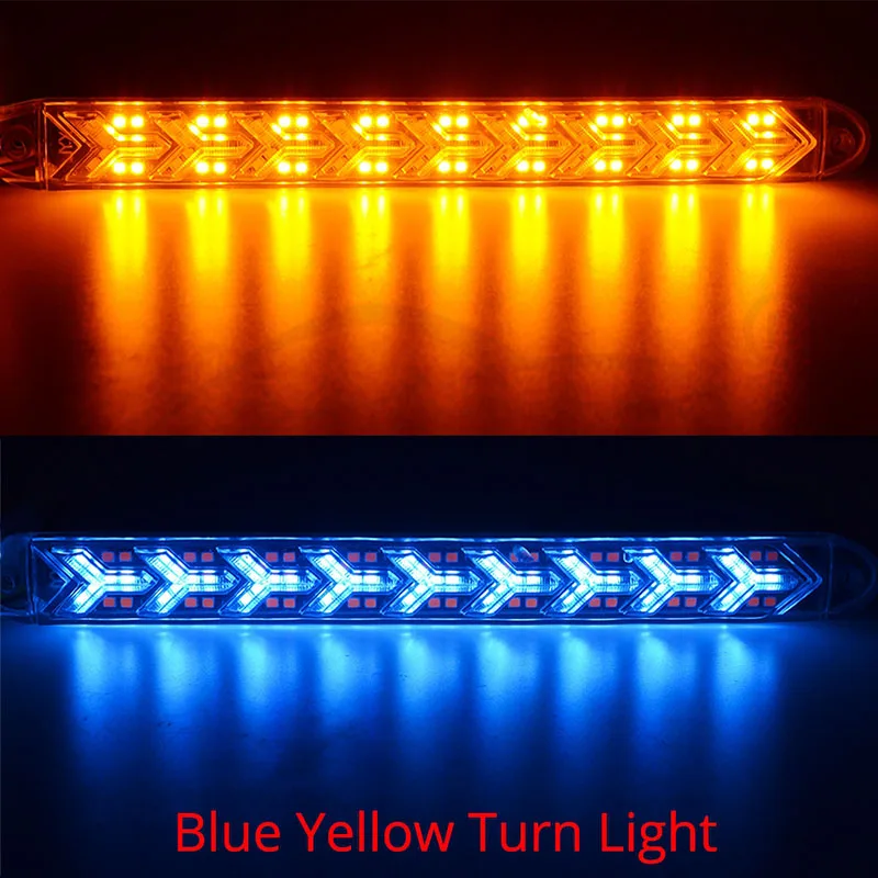 Crystal Blue Yellow 2X авто светодиодный DRL Дневной светильник горки стайлинга автомобилей динамических последовательного тормозной белого и желтого цвета поворота Предупреждение противотуманная фара - Цвет: Crystal Blue Yellow