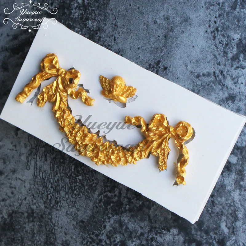 Yueyue Sugarcraft цветочная гирлянда с лентами силиконовая форма помадка для украшения