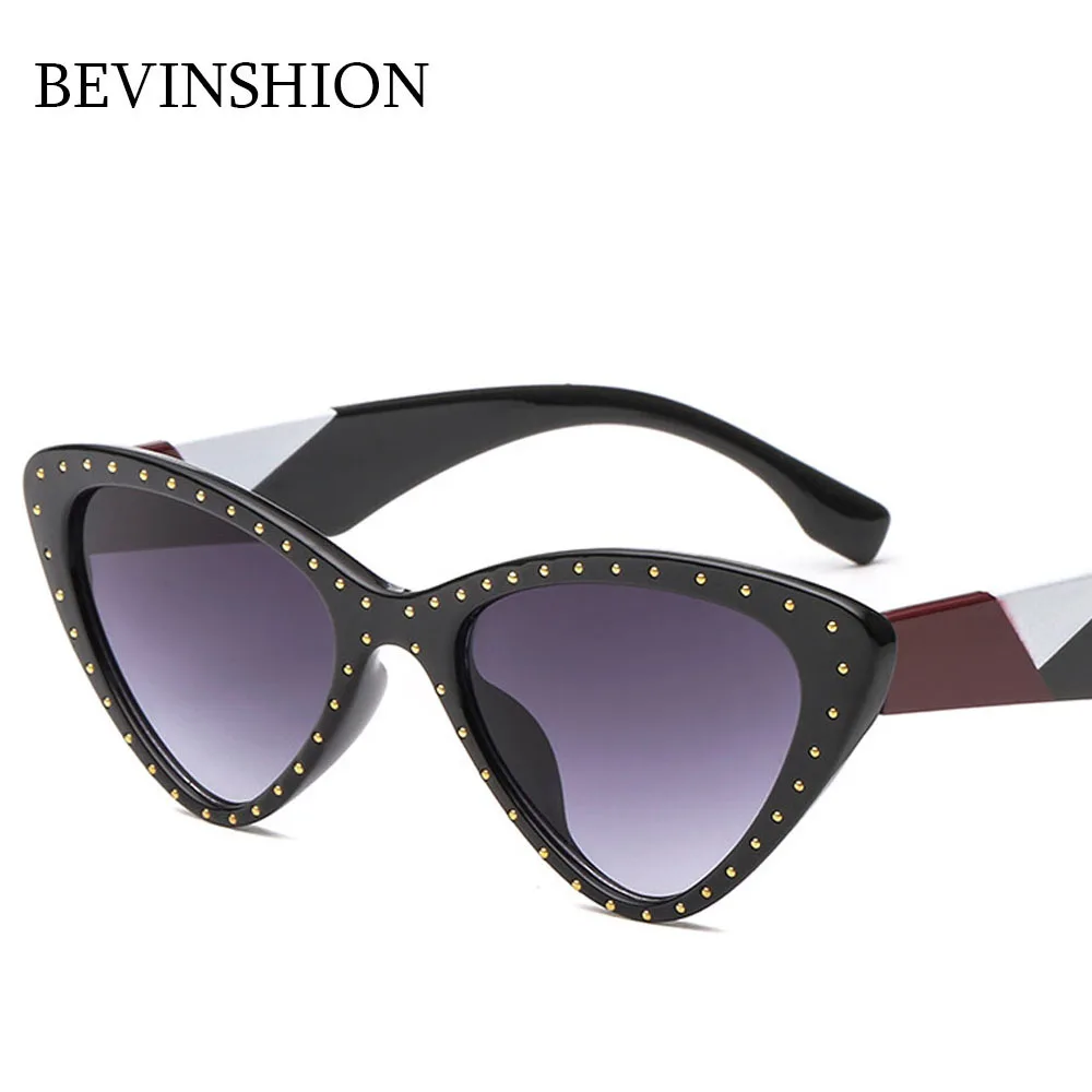 Сексуальные Металлические золотые заклепки кошачий глаз солнцезащитные очки