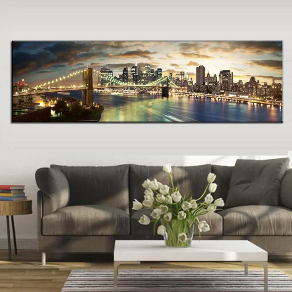 Super Large 1 PCS Wall Picture Single Living Room Decorative Canvas Painting The Brooklyn Bridge | Дом и сад