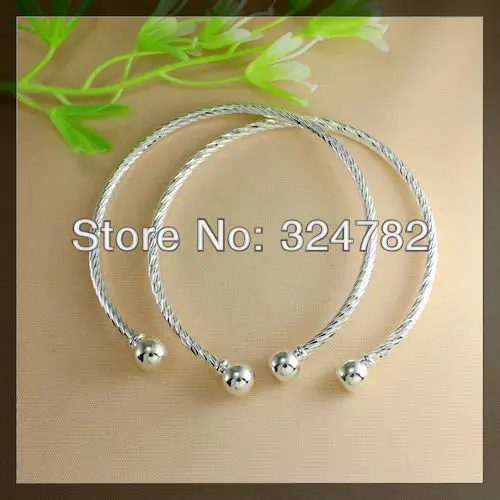 65 мм Серебряный закручивающийся Браслет манжета браслет с отверстием винтовыми