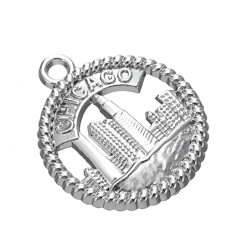 Teamer Fashion 10 шт./лот металлические подвески из цинкового сплава Чикаго Сити для