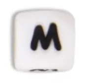 Letter M 10 шт. кубические силиконовые бусины с буквами, персонализированные буквы с именем, браслет с жевательной буквой, бусины с алфавитом, пищевой силикон, 12 мм - Цвет: Letter M