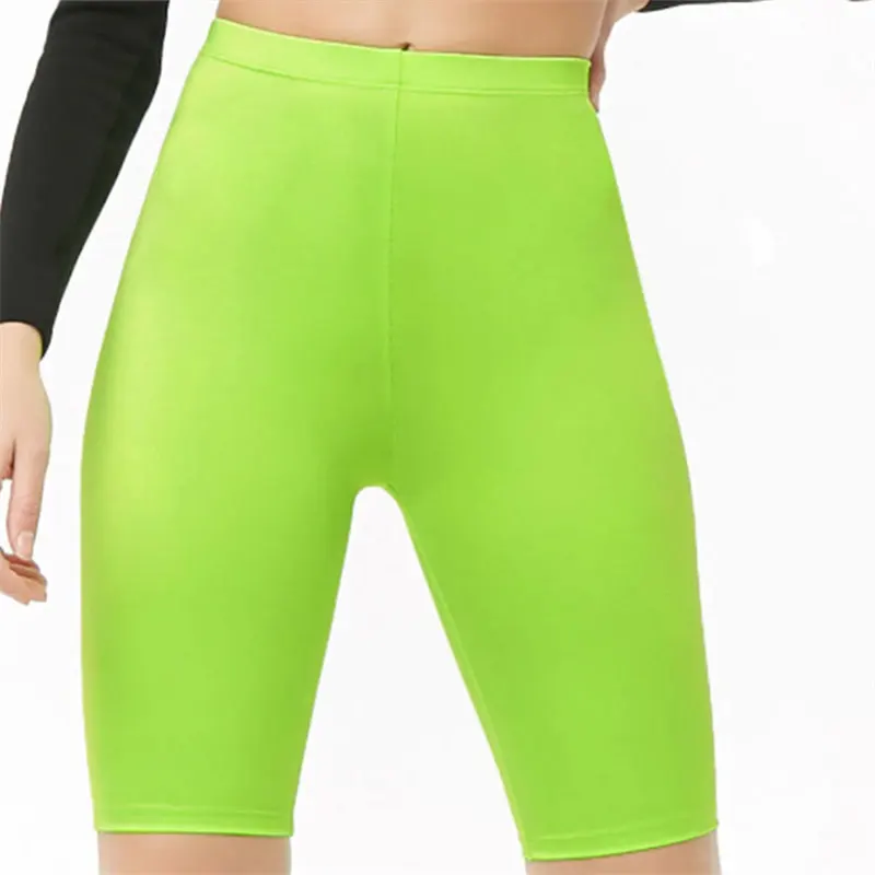 neon greed Biker Shorts Sexy Neon Green High Elasticity Nightclub Club Shorts Women Neon Bicycle Shorts - Цвет: neon greed