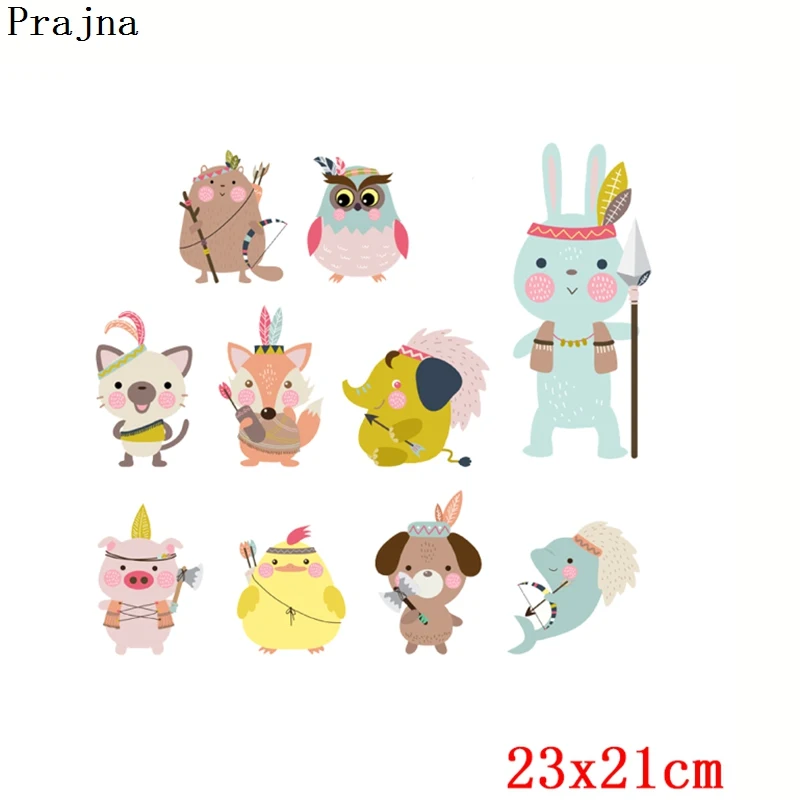 Prajna термоперенос Kawaii животные кролик Сова собака мультяшный принт нашивки для