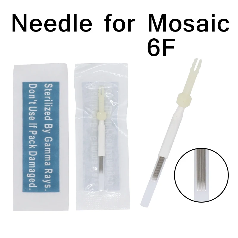 

50Pcs 6F Tattoo Needle 6 Prong Flat Card Needles cap For original USA Biotouch Mosaic Machine Permanent Munsu Makeup Accessories