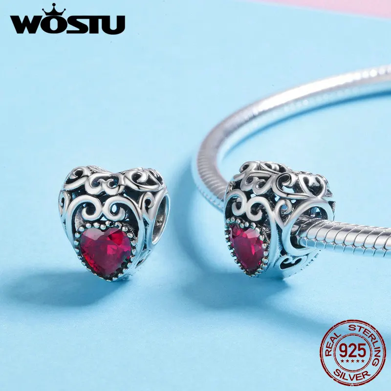 WOSTU Новая коллекция 925 пробы серебра с камнем, соответствующий месяцу рождения июлю Фирменное Сердце Бусины Подходят браслет ювелирный бренд CQC573