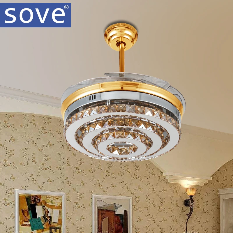 SOVE современный светодиодный потолочный вентилятор с невидимым кристаллом