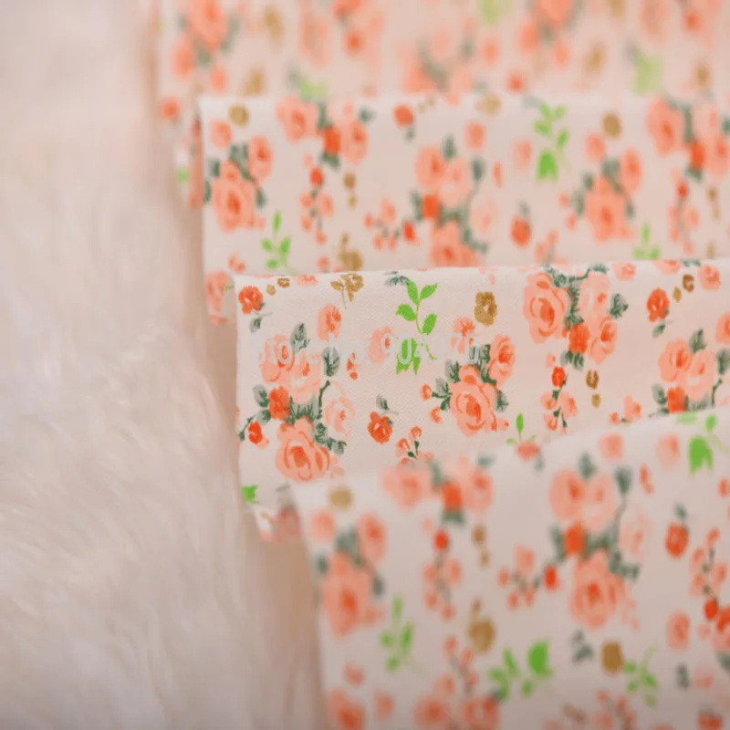 Хлопковая ткань с оранжевыми цветами для детского постельного белья Лоскутная