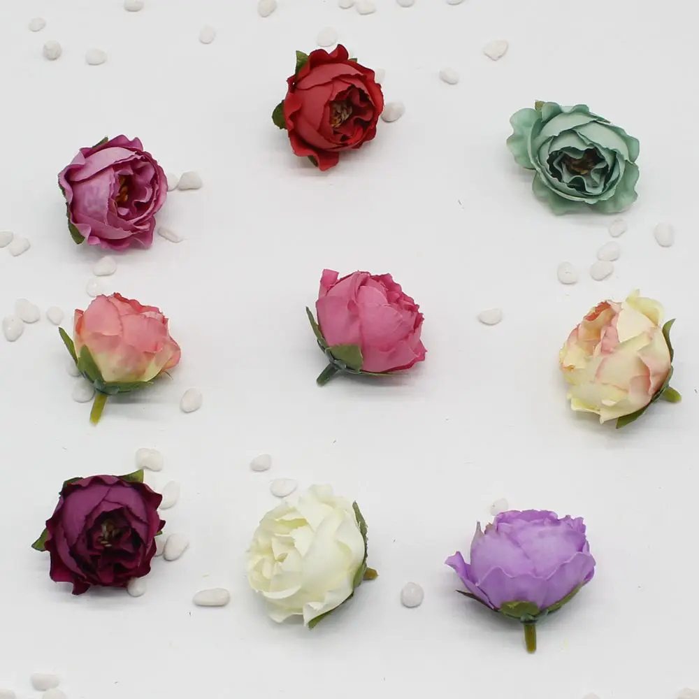 5 шт./лот 4 см розовый искусственные шелковые цветы Свадьба Ремесло головки