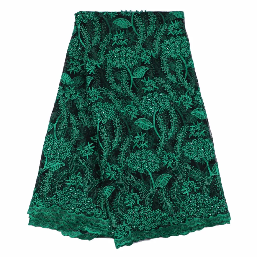 Последние африканские Кружево 2017 вышитые Дизайн французского фатина с Бусины в