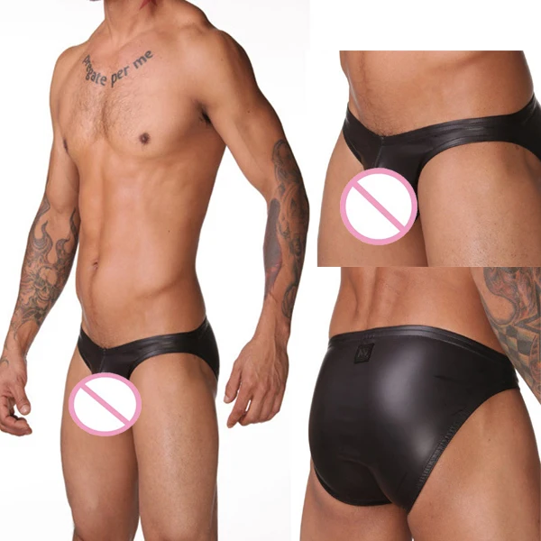 Сексуальное мужское нижнее белье кожаные латексные облегающие трусы с низкой