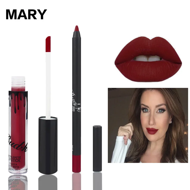 2018 популярные новые бутон K Матовая жидкая помада + Lips Pencil Макияж Lasting