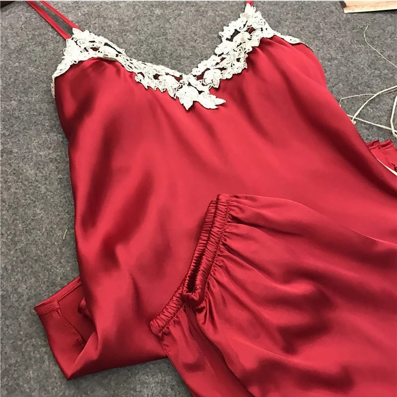 SILKBEUTY пижамы сексуальные шелковые женские пижамные комплекты без рукавов Топ на