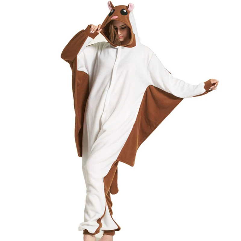 

Soft Flying Squirrel Kigurumi Pajamas Bat Mouse Onesie For Adults Women Animal Pijama Winter Sleepwear Overall Halloween Outfits