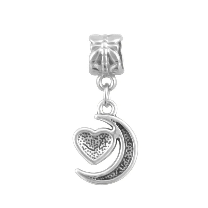 Серебряный шарм в виде Луны звезд сердца подходит для браслетов Pandora шармы бисер
