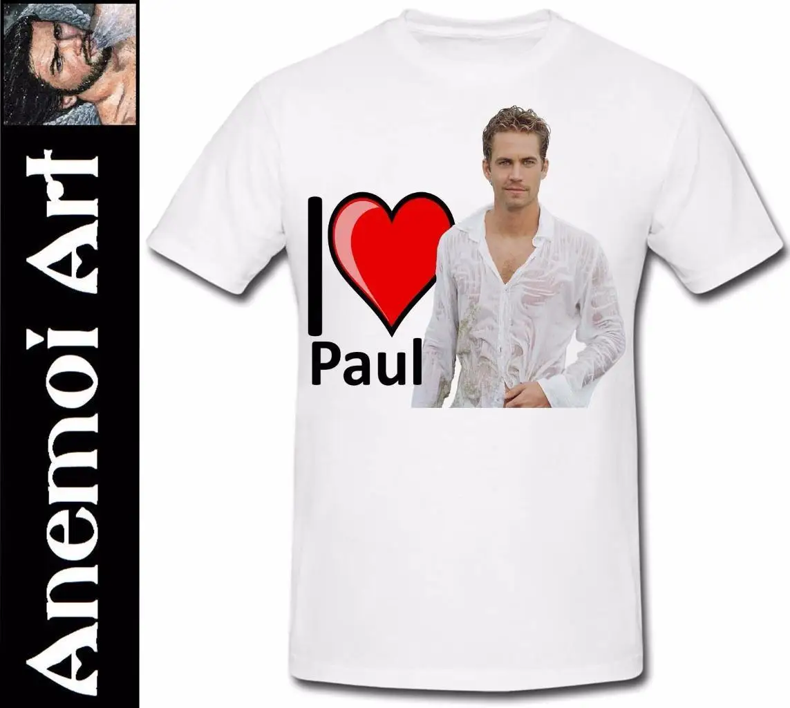 T548 I Love Heart Sexy Paul Walker t shirt tee t-shirt Picture Fast and Furious Cool Casual pride men Unisex New | Мужская одежда