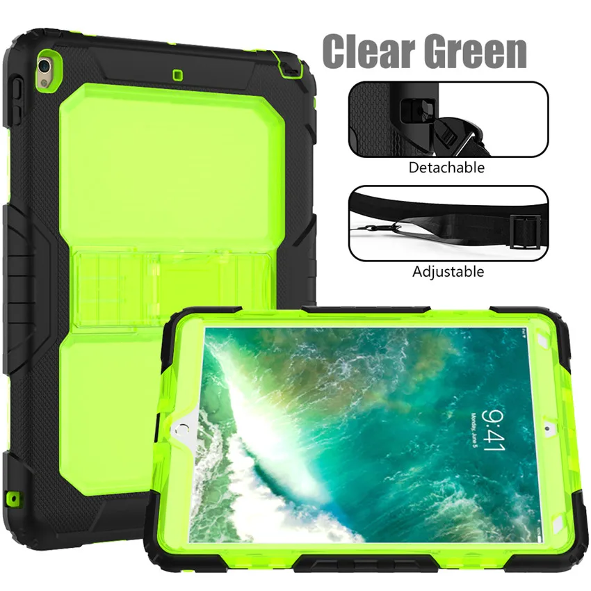 Для ipad Air 3 Крышка для ipad Pro 10,5 дети Безопасный противоударный Heavy Duty Силикон+ PC подставка чехол w/запястье+ плечевой ремень