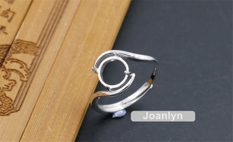 Joanlyn кольцо для 8 мм круглые Кабошоны с покрытием из белого золота 925 Регулируемое наружное кольцо из кольцо свободная JZ343