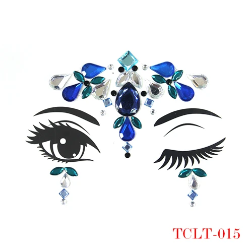 TCLT-015 1PCS 24 стиля клейкий липкий стикер для драгоценных камней Макияж Лицо Boob кристалл драгоценности фестиваль драгоценные камни вечерние наклейки для макияжа s лицо драгоценные камни для тела - Цвет: TCLT-015 1PCS