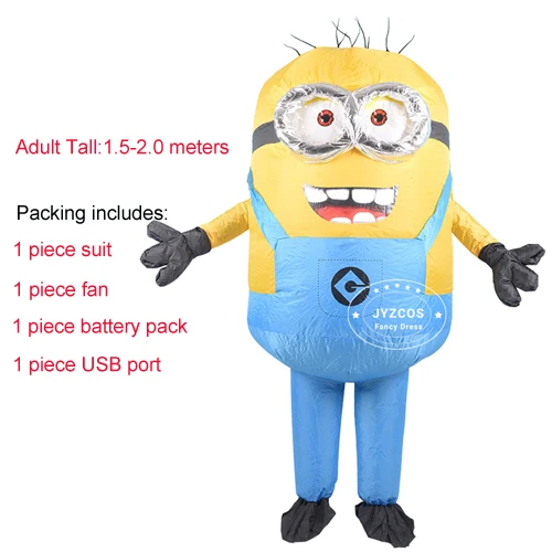 Blue minion JYZCOS косплей на Хэллоуин, вечерние, надувные, для взрослых, с героями мультфильмов, костюм Миньона, маскарадный костюм, нарядное платье для мужчин и женщин, карнавальный, синий, зеленый, красный - Цвет: Blue minion