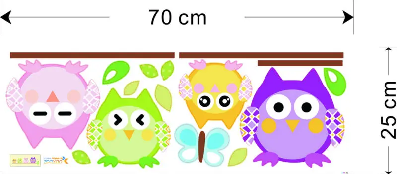 Мудрые совы на красочном дереве настенные наклейки для детских комнат 1009B