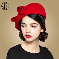 fs elegant wool fascinators fedora women red church hats white black wedding ladies hat felt bow berets caps pillbox hat chapeau