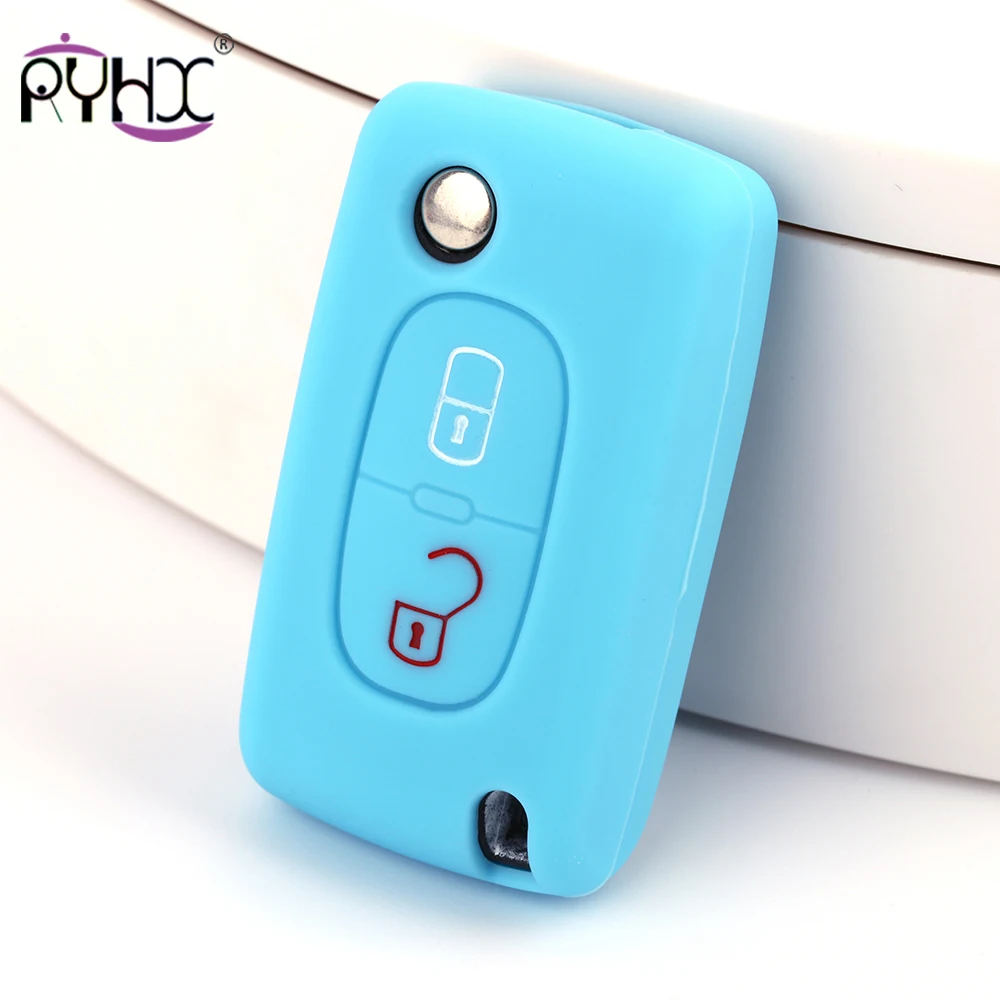 Купить 2 отправить один силиконовый Автомобильный ключ защиты Fob чехол для peugeot 208
