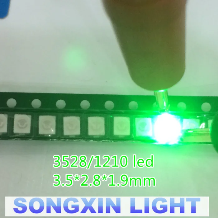 XIASONGXIN LIGHT 1000 шт. SMT SMD LED 3528 1210 водно-зеленый Ультраяркий светоизлучающий диод