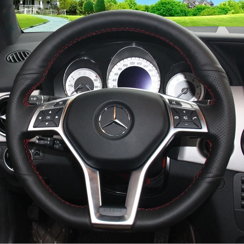 

Case for Benz GLK260 2015 Mercedes-benz Steering Wheel Cover DIY Genuine Leather Steering Covers Car-styling