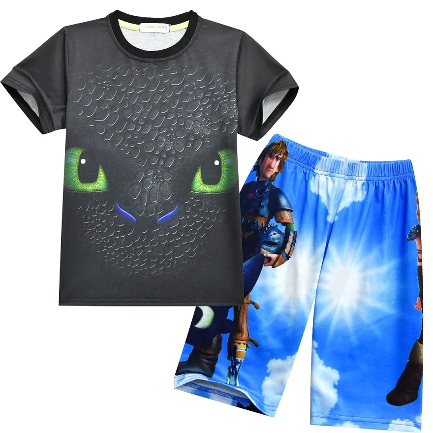 Комплекты летней одежды детская одежда для мальчиков и девочек с героями