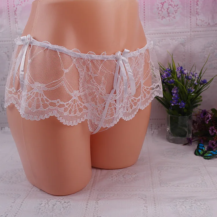 Мужские кружевные прозрачные трусики Sissy сексуальное нижнее белье для геев