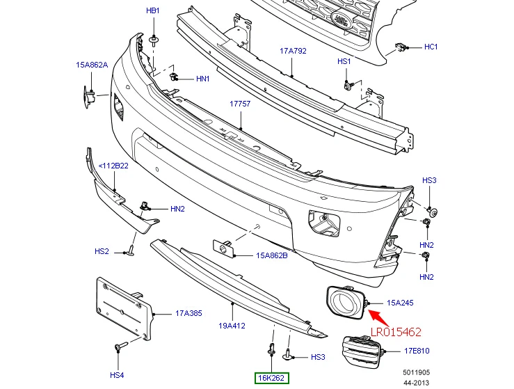 LR015462 новый высококачественный правый автомобильный противотуманный фонарь для
