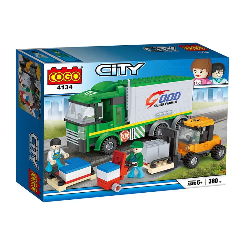 COGO City Series Transport Truck Forklift Anthem фигурки строительные блоки наборы кирпичи детские