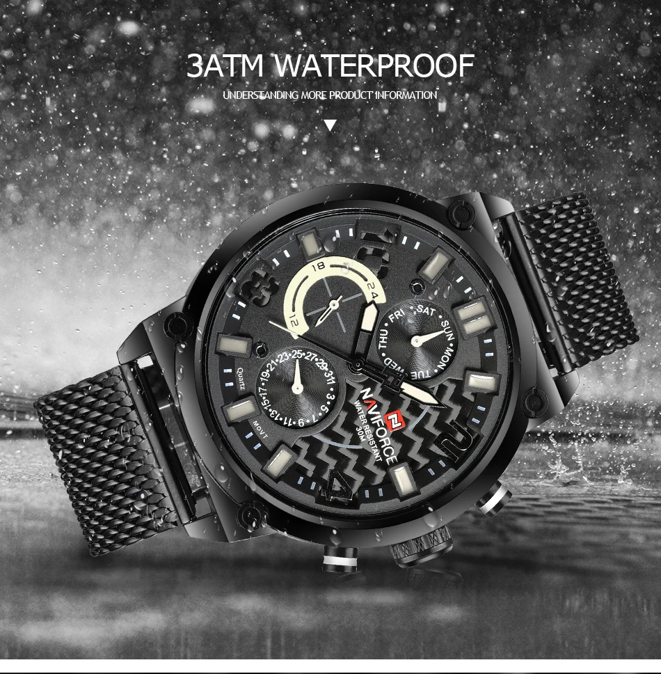 NAVIFORCE мужские часы с датой недели, спортивные мужские часы, Топ бренд, Роскошные, военные, бизнес, натуральная кожа, кварцевые мужские часы, подарок 9068