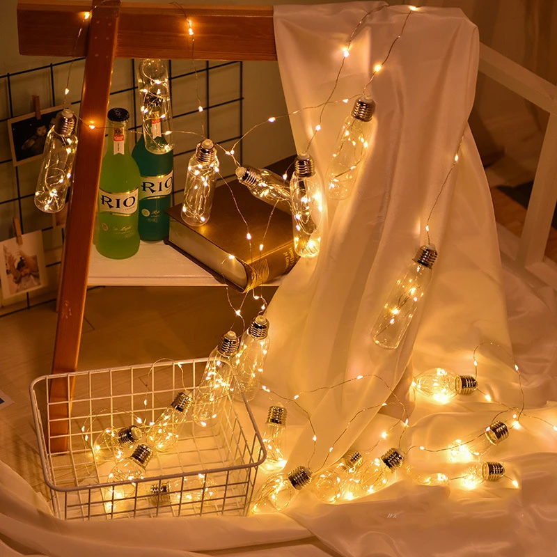 100 светодиодных скандинавских больших прозрачных флаконов светящиеся гирлянды