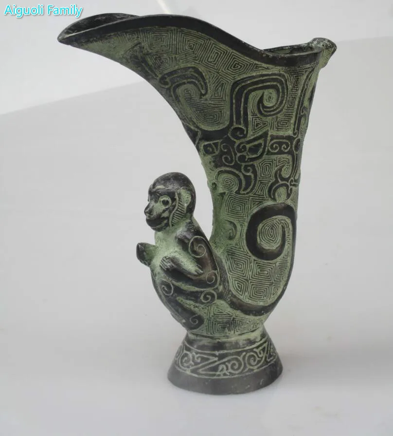 

Коллекционная декоративная китайская старинная бронзовая ваза ручной работы для обезьяны/металлическая ваза бесплатная доставка