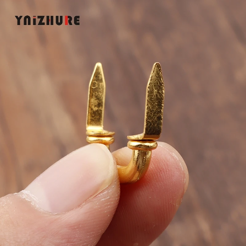 Retro Iron Kitchen Drawer Cabinet Mini Handle Vintage Makeup Box Knobs Antique Pin Pull Handles Gold Color 19*21mm 10Pcs | Обустройство
