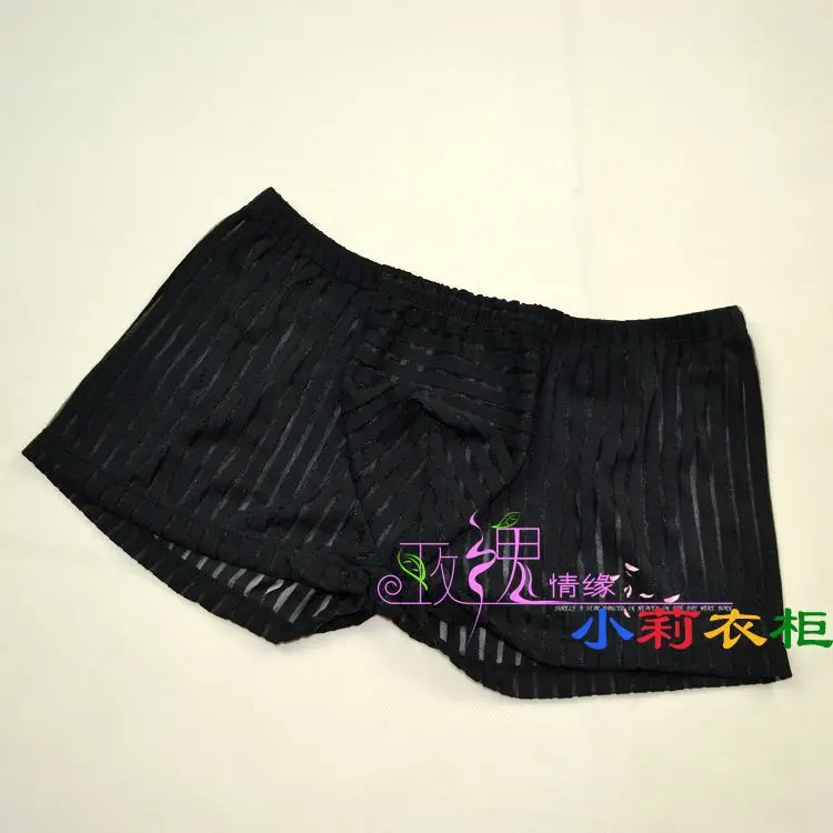 Low-waist male panties transparent gauze mesh trunk breathable stripe 6 mp943 slanting | Мужская одежда