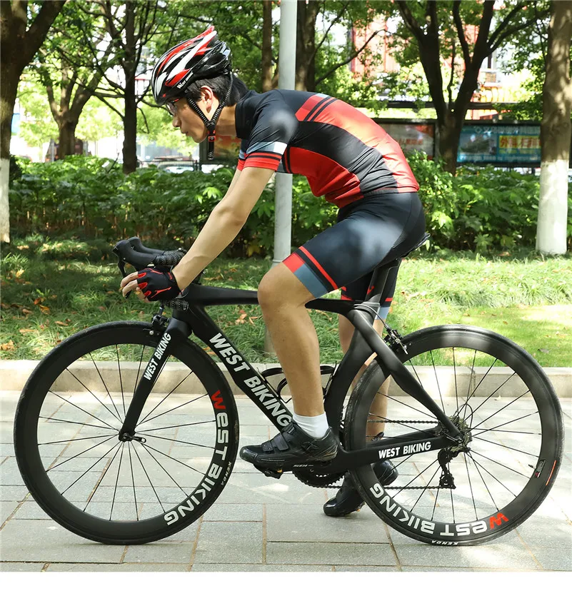 WEST BIKING летние спортивные майки для велоспорта комплект дышащая быстросохнущая MTB Велосипедный спорт одежда гель площадку Велос