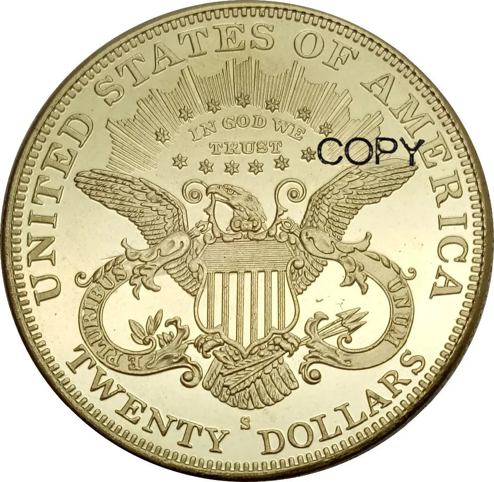 20 долларов США Либерти хед-двойной Орел с девизом TWENTY D. 1872 cc s латунные